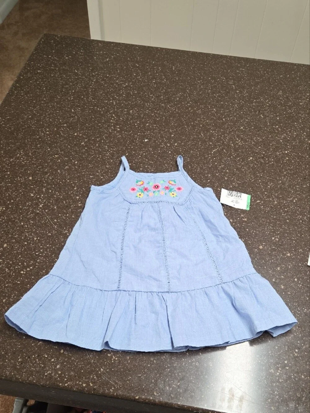 NWT Little Me Light Blue Embroidered Dress and Bloomers Set